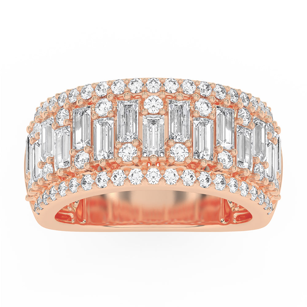 Wide Baguette and Round Diamond Band 1.73 ctw