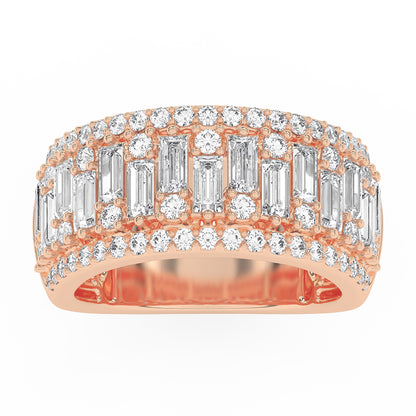 Wide Baguette and Round Diamond Band 1.73 ctw