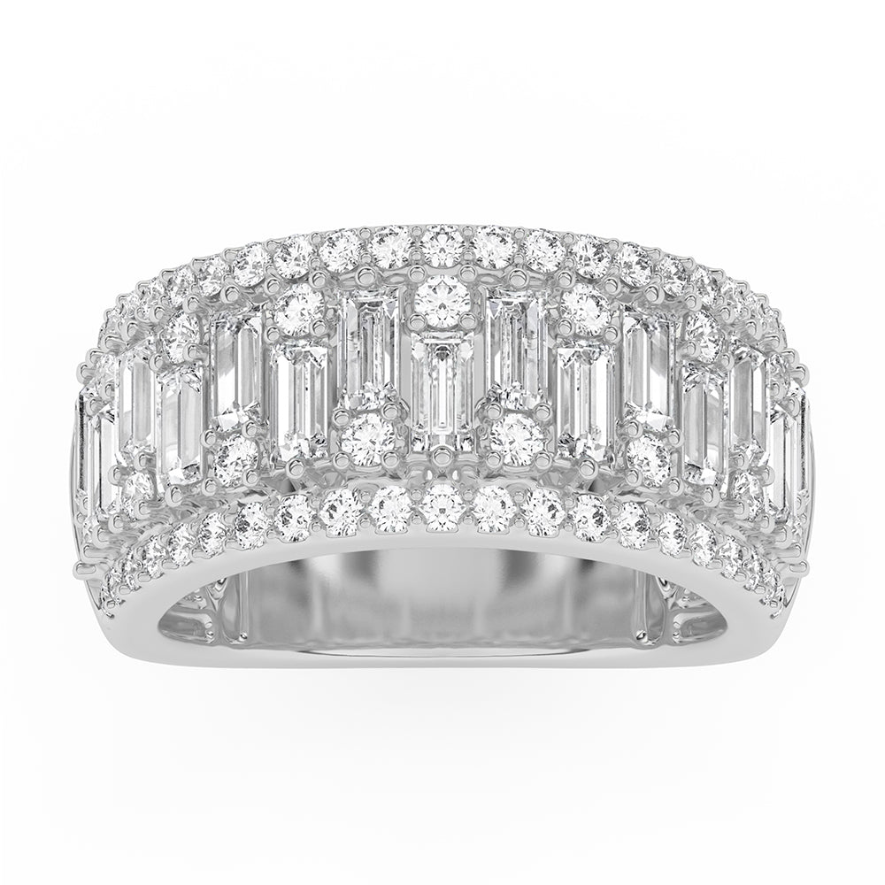 Wide Baguette and Round Diamond Band 1.73 ctw