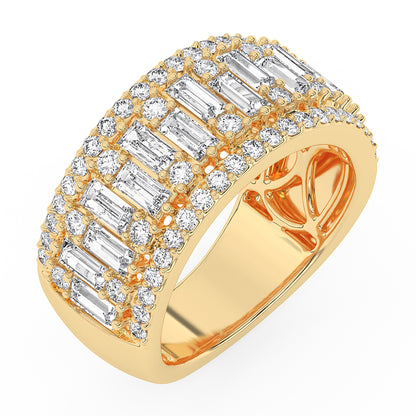 Wide Baguette and Round Diamond Band 1.73 ctw