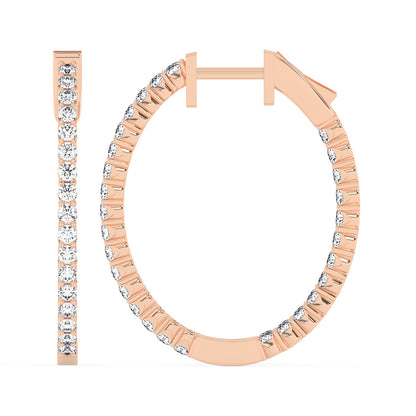 Round Inside Out Hoops 1.0 ctw