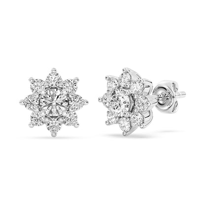 Floral Stud Earrings Push Back 0.80 ctw