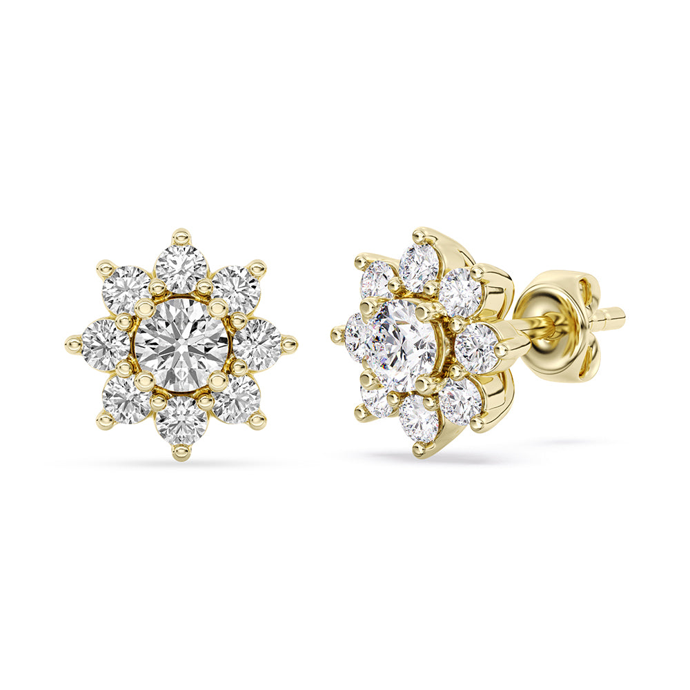 Floral Stud Earrings Push Back 0.80 ctw