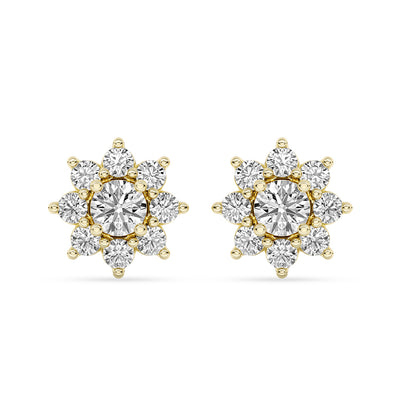 Floral Stud Earrings Push Back 0.80 ctw