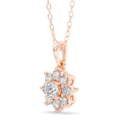 Solitaire Halo Pendant with 18" Chain 0.68 ctw