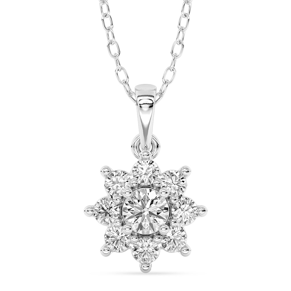 Solitaire Halo Pendant with 18" Chain 0.68 ctw