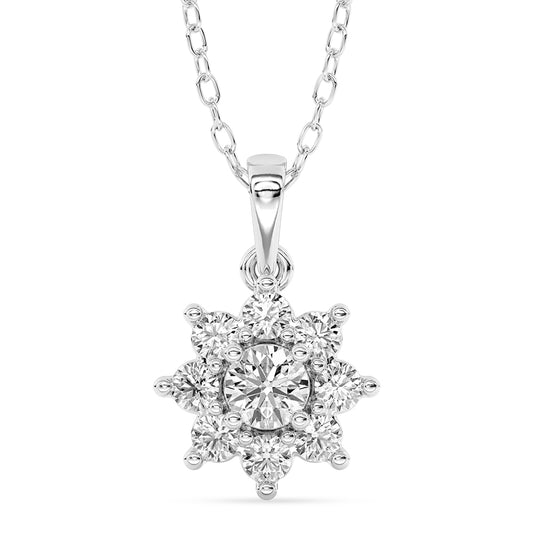 Solitaire Halo Pendant with 18" Chain 0.68 ctw