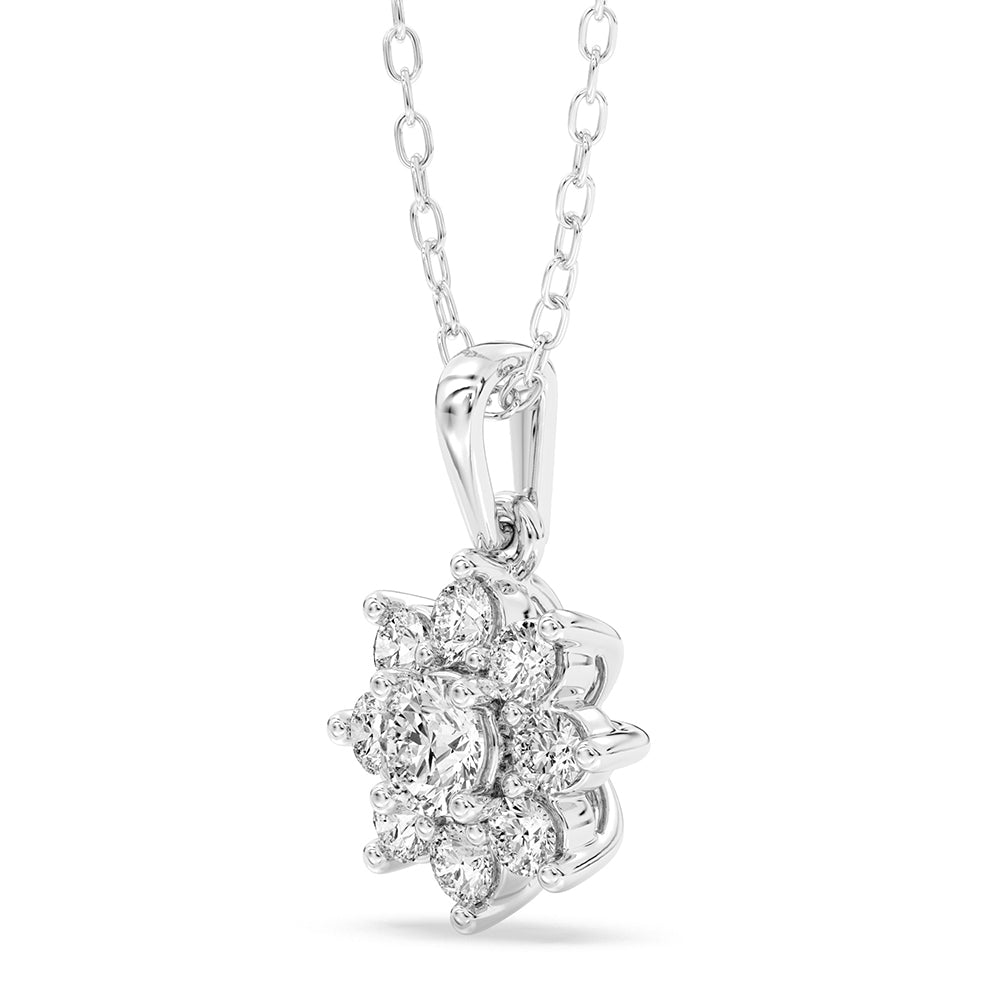 Solitaire Halo Pendant with 18" Chain 0.68 ctw