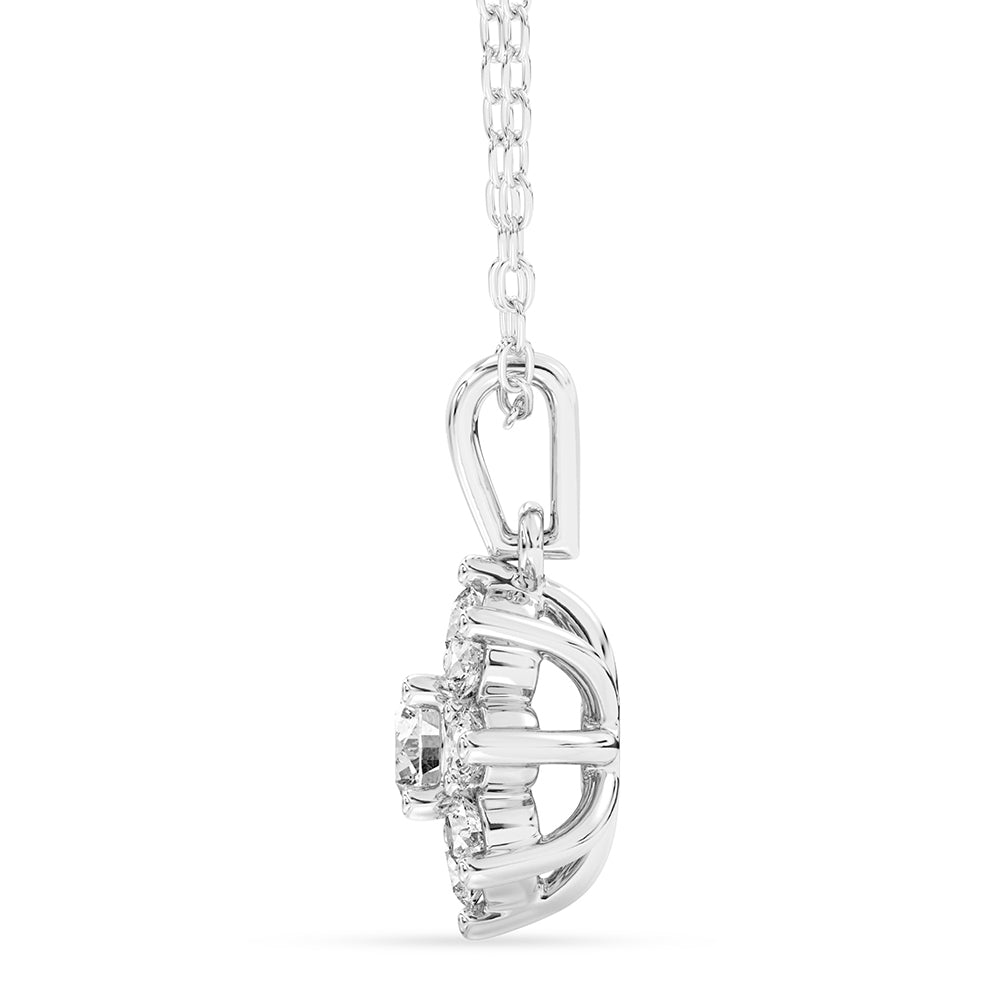 Solitaire Halo Pendant with 18" Chain 0.68 ctw