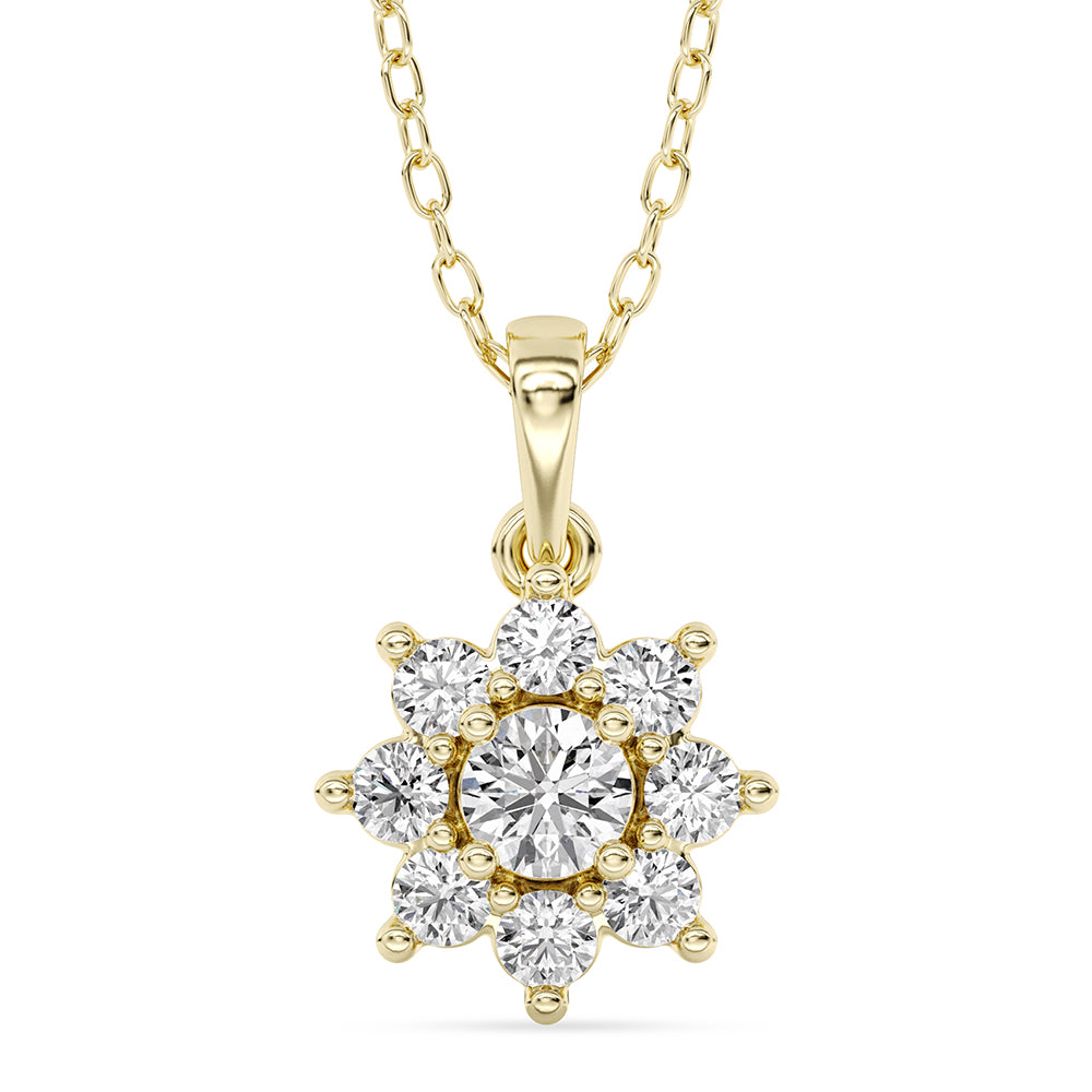 Solitaire Halo Pendant with 18" Chain 0.68 ctw