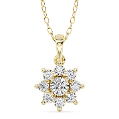 Solitaire Halo Pendant with 18" Chain 0.68 ctw