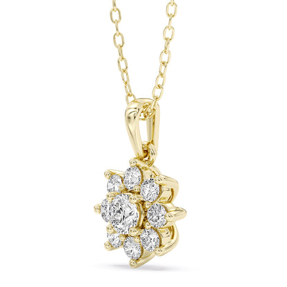 Solitaire Halo Pendant with 18" Chain 0.68 ctw