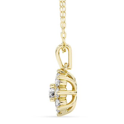 Solitaire Halo Pendant with 18" Chain 0.68 ctw