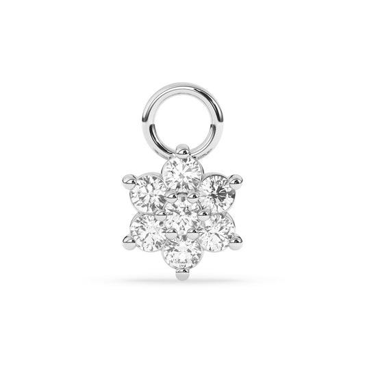 Flower Round Diamond Charm 0.19 ctw