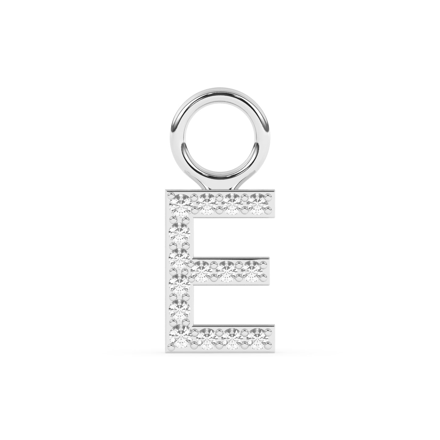 E Letter Round Diamond Charm 0.06 ctw