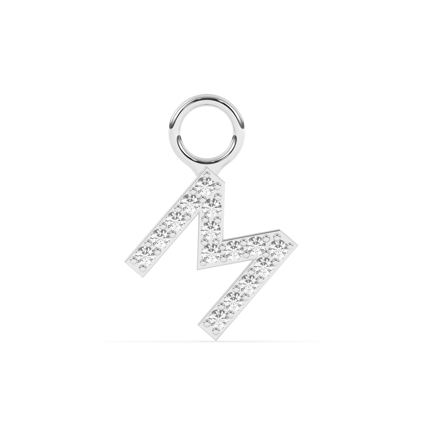 M Letter Round Diamond Charm 0.09 ctw