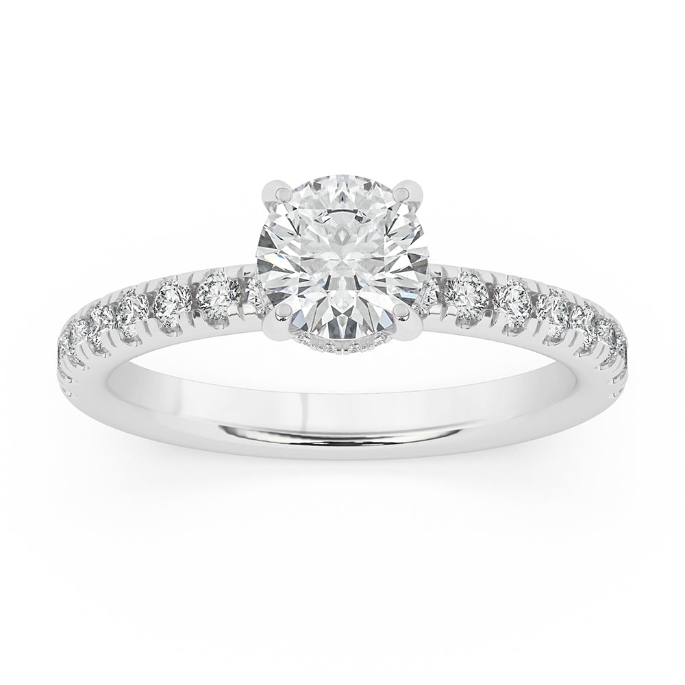 Diamonds on Prong Hidden Halo Engagement Ring 0.50 ctw