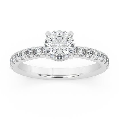 Diamonds on Prong Hidden Halo Engagement Ring 0.50 ctw