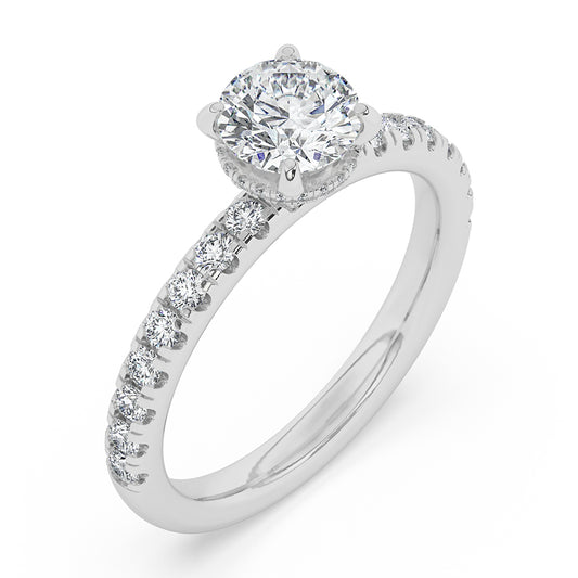 Diamonds on Prong Hidden Halo Engagement Ring 0.50 ctw