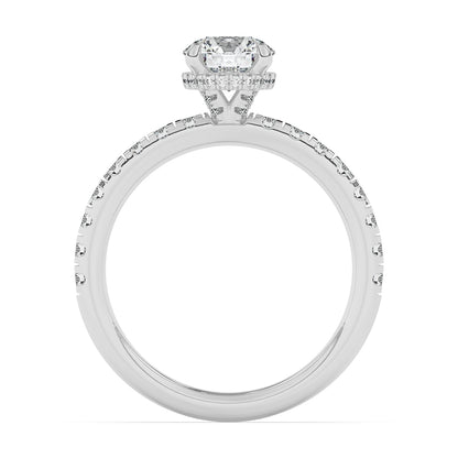 Diamonds on Prong Hidden Halo Engagement Ring 0.50 ctw