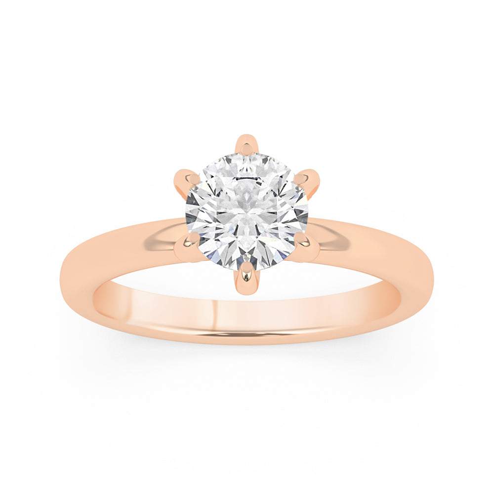 6 Prongs, Diamonds on Prong Engagement Ring 0.1 ctw