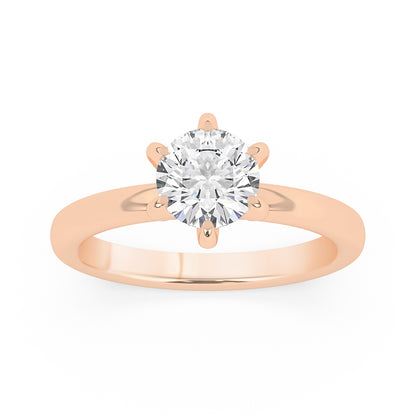 6 Prongs, Diamonds on Prong Engagement Ring 0.1 ctw