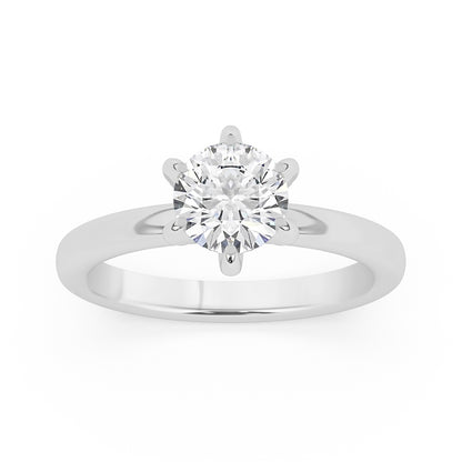 6 Prongs, Diamonds on Prong Engagement Ring 0.1 ctw