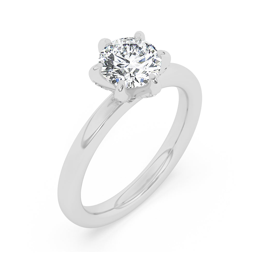 6 Prongs, Diamonds on Prong Engagement Ring 0.1 ctw