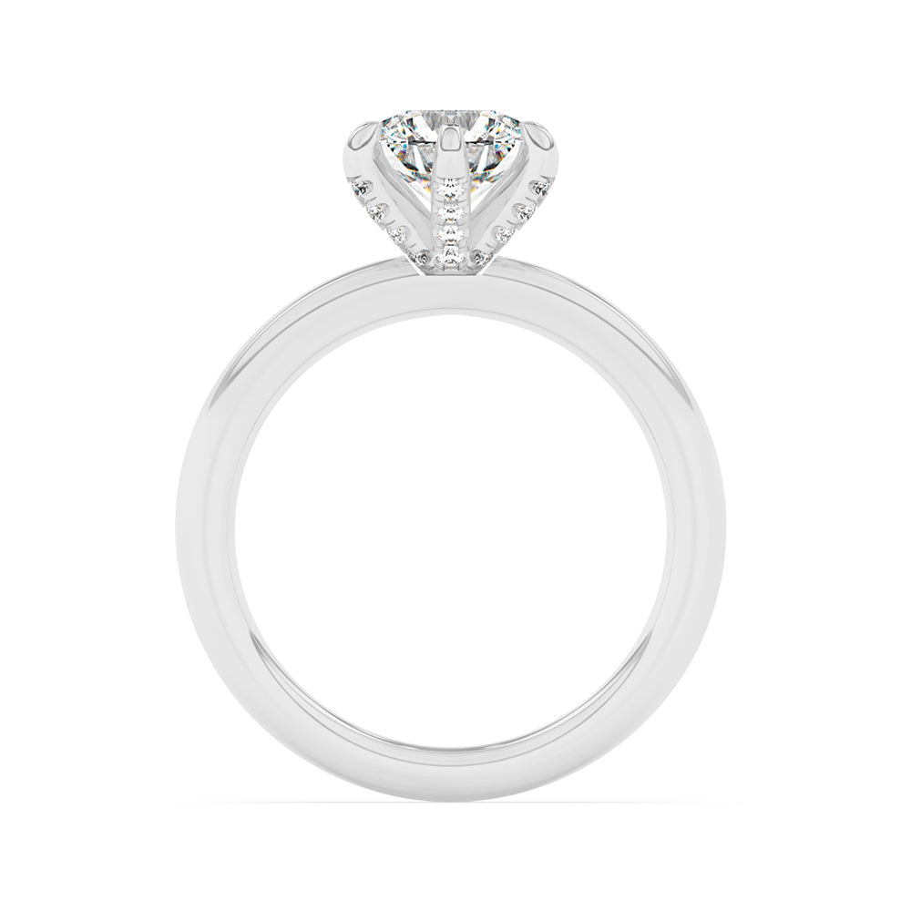 6 Prongs, Diamonds on Prong Engagement Ring 0.1 ctw