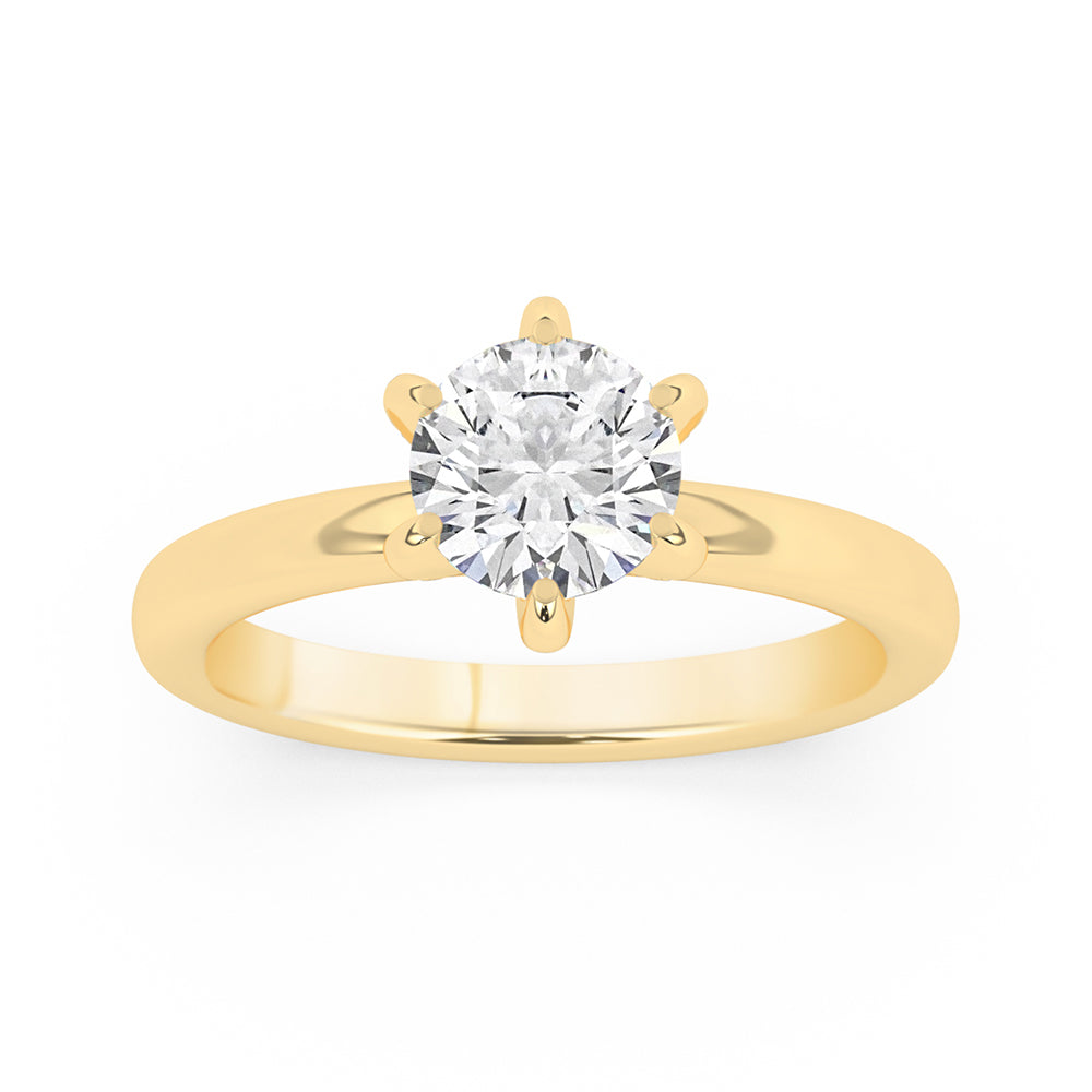 6 Prongs, Diamonds on Prong Engagement Ring 0.1 ctw