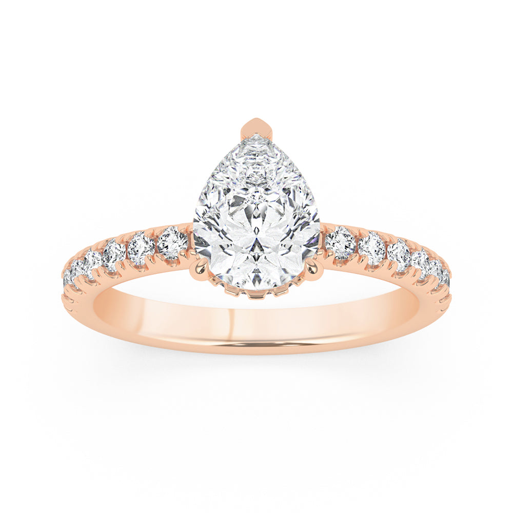 Hidden Halo, Claw Prongs Engagement Ring 0.60 ctw