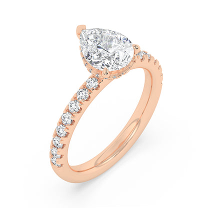 Hidden Halo, Claw Prongs Engagement Ring 0.60 ctw