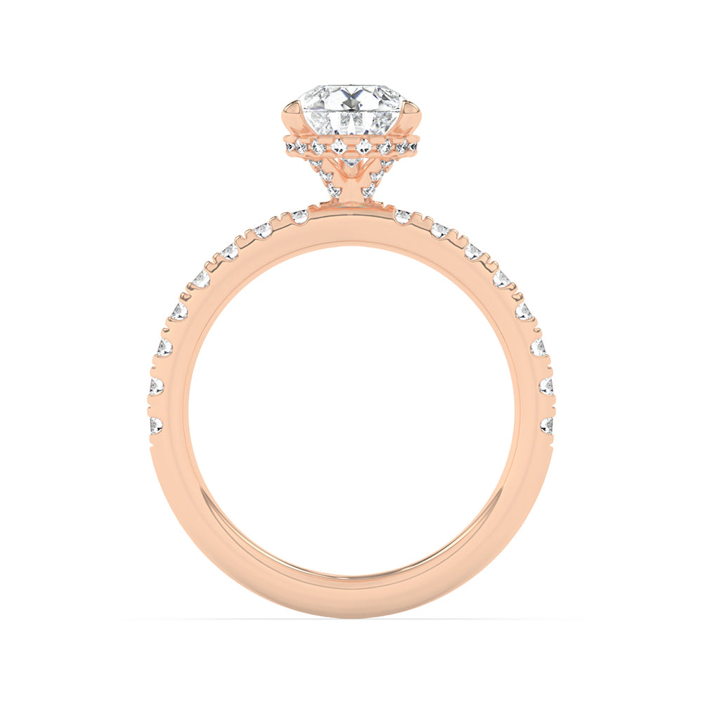 Hidden Halo, Claw Prongs Engagement Ring 0.60 ctw