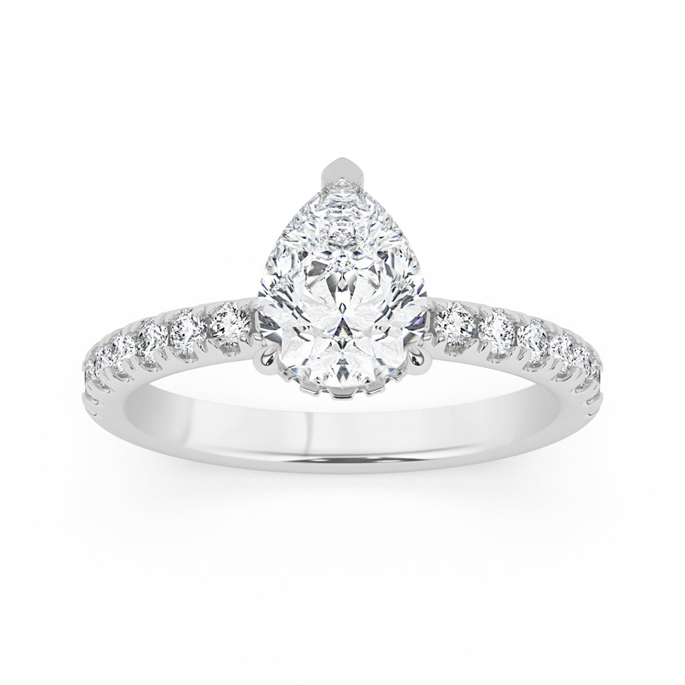 Hidden Halo, Claw Prongs Engagement Ring 0.60 ctw