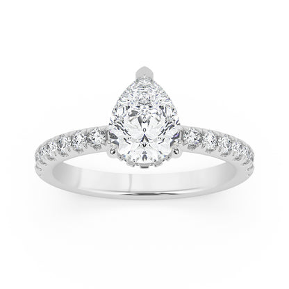 Hidden Halo, Claw Prongs Engagement Ring 0.60 ctw