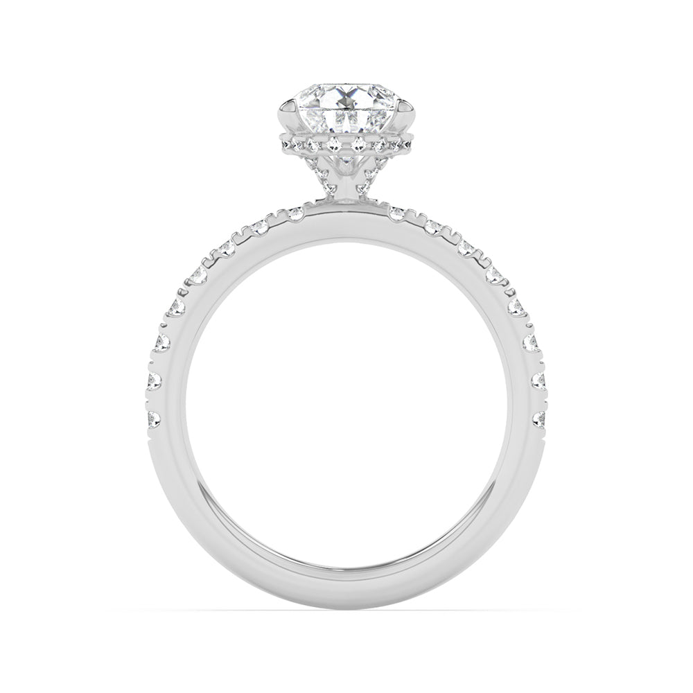 Hidden Halo, Claw Prongs Engagement Ring 0.60 ctw