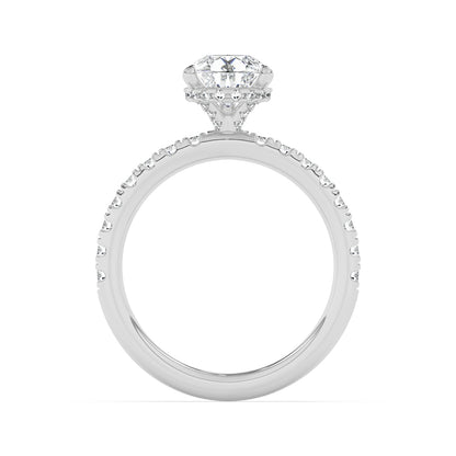 Hidden Halo, Claw Prongs Engagement Ring 0.60 ctw