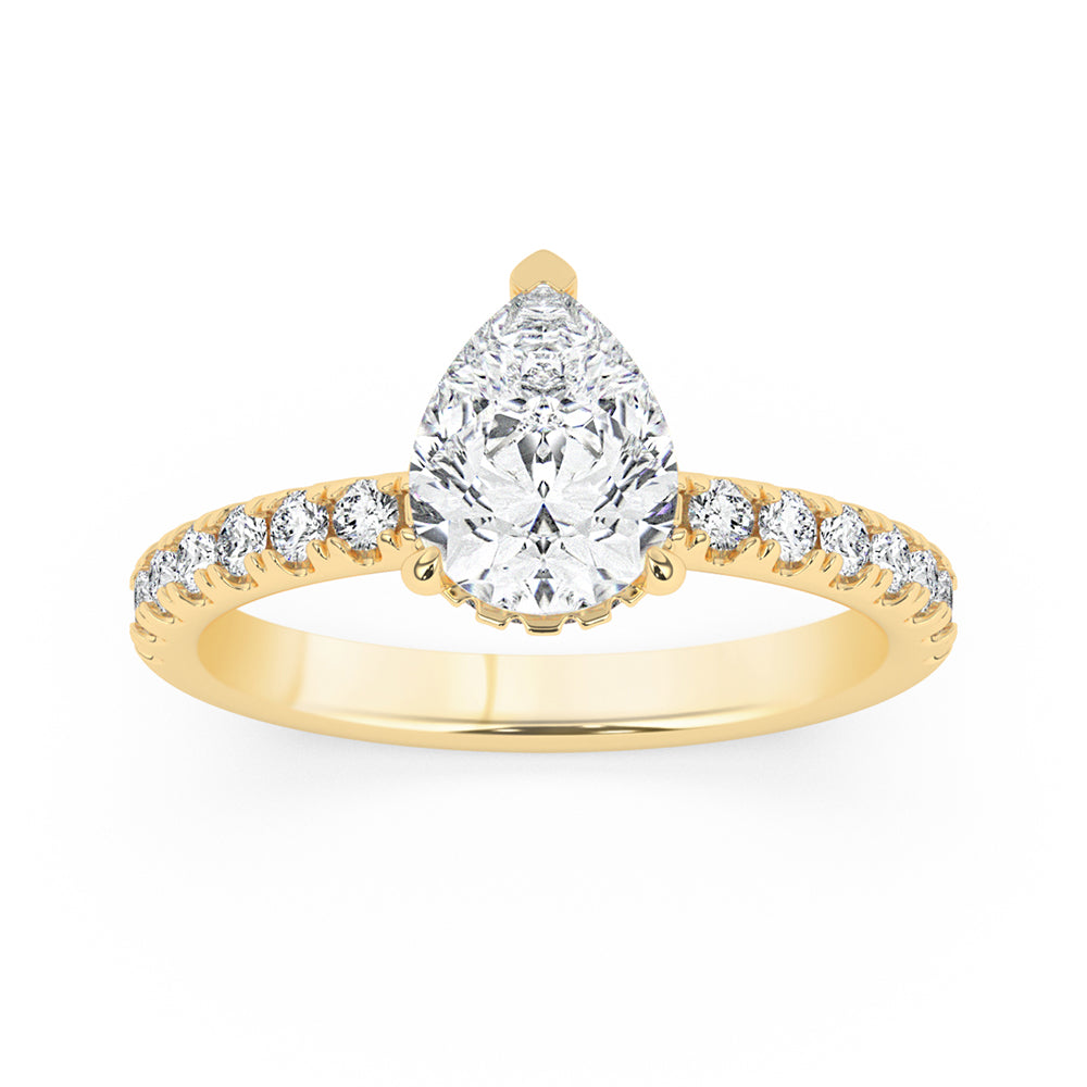 Hidden Halo, Claw Prongs Engagement Ring 0.60 ctw