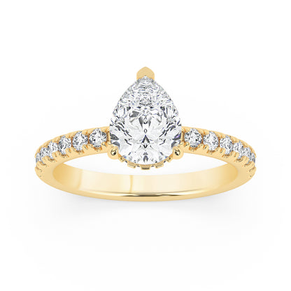 Hidden Halo, Claw Prongs Engagement Ring 0.60 ctw