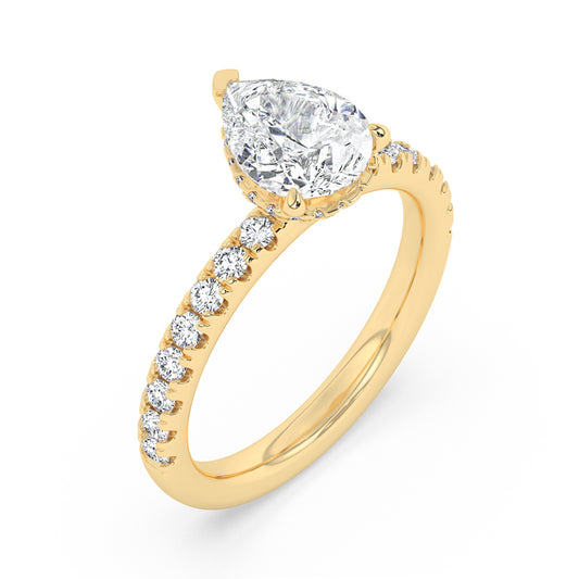 Hidden Halo, Claw Prongs Engagement Ring 0.60 ctw