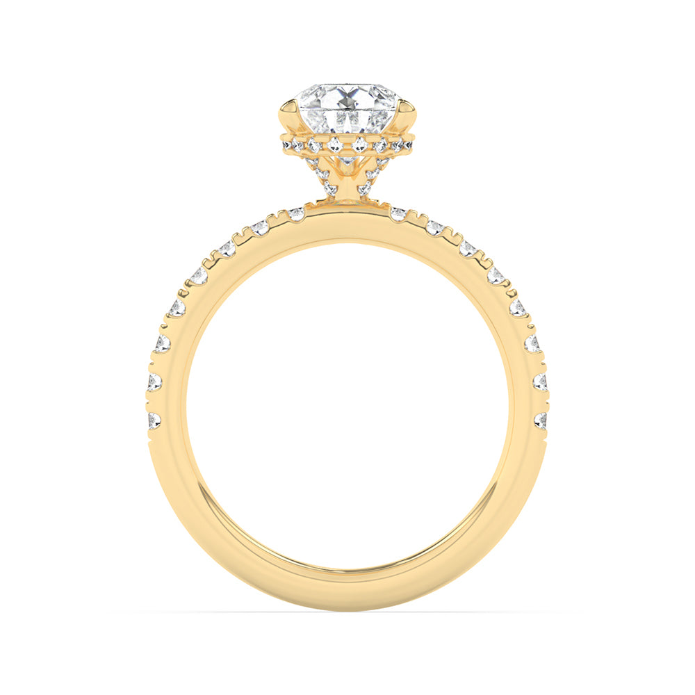 Hidden Halo, Claw Prongs Engagement Ring 0.60 ctw