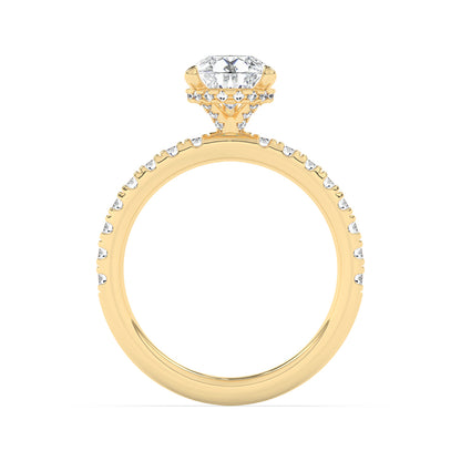 Hidden Halo, Claw Prongs Engagement Ring 0.60 ctw