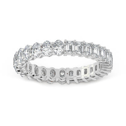 Oval & Emerald Eternity Gallery Ring