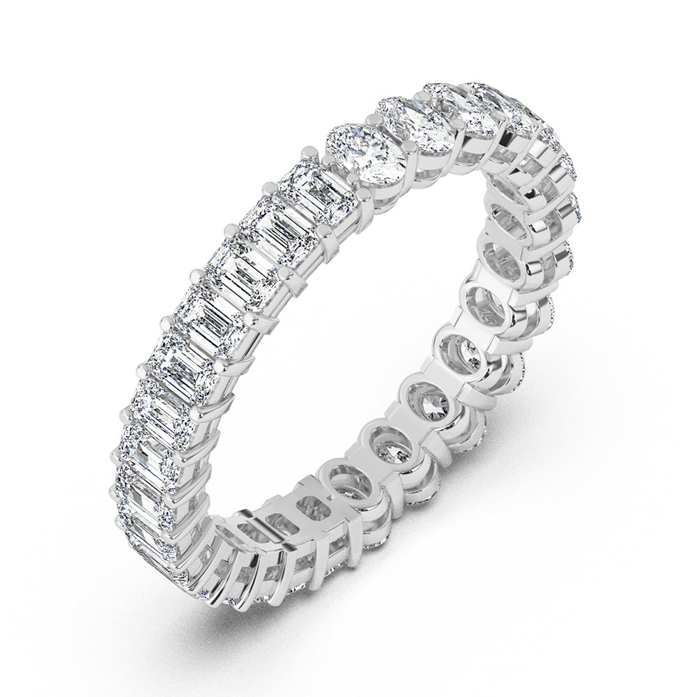 Oval & Emerald Eternity Gallery Ring