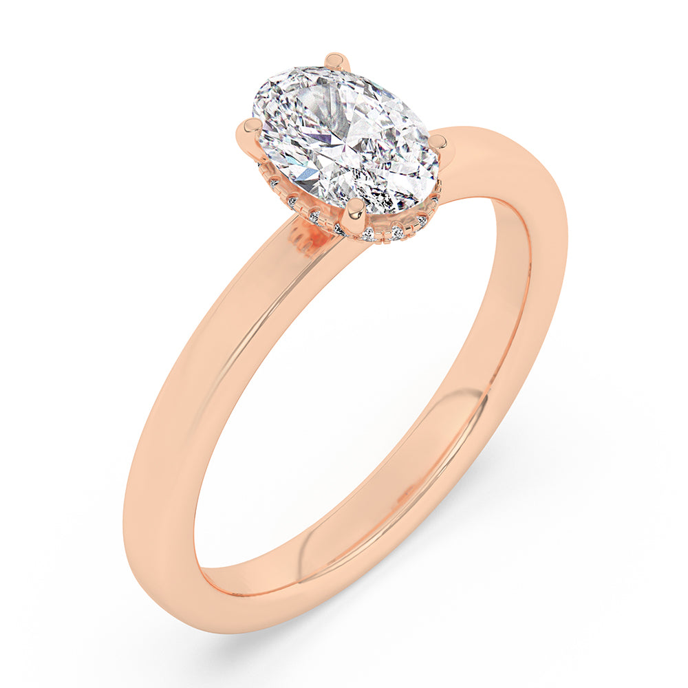 Hidden Halo, Plain Shank Engagement Ring 0.08 ctw