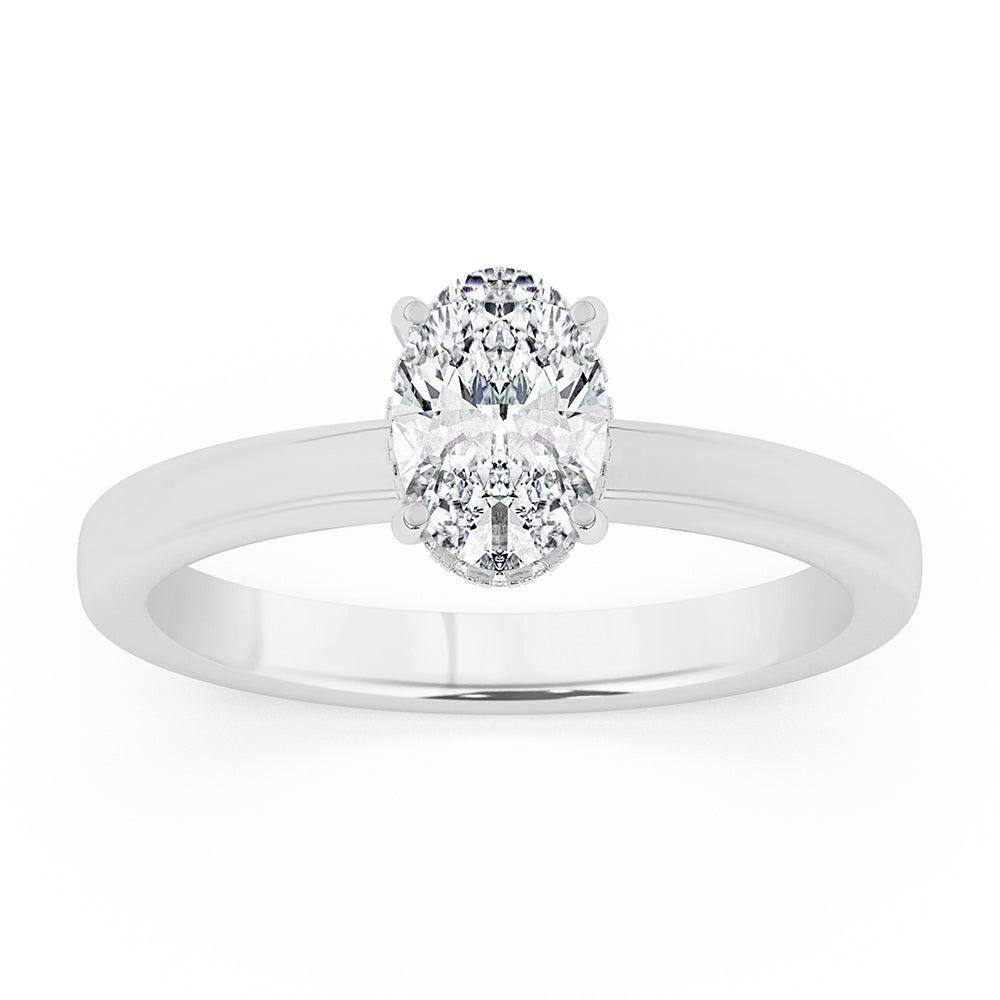 Hidden Halo, Plain Shank Engagement Ring 0.08 ctw