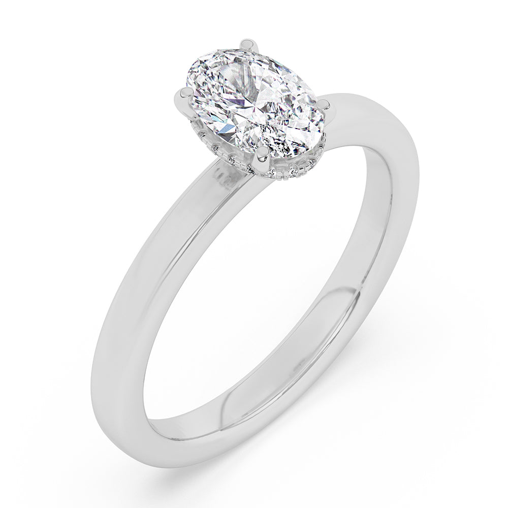 Hidden Halo, Plain Shank Engagement Ring 0.08 ctw