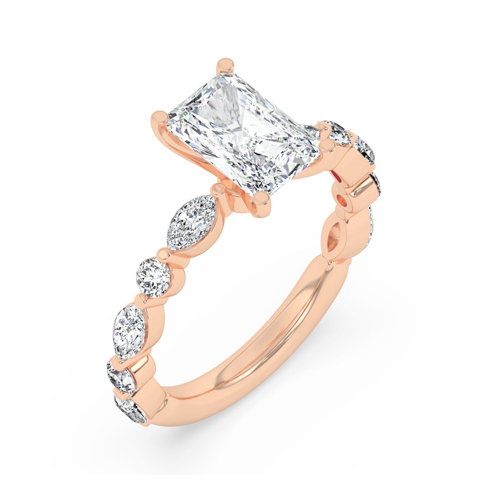 Fancies On Shank Engagement Ring 0.8 ctw