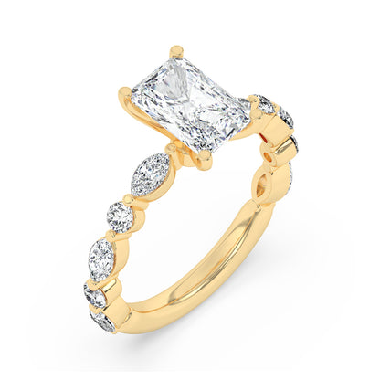 Fancies On Shank Engagement Ring 0.8 ctw