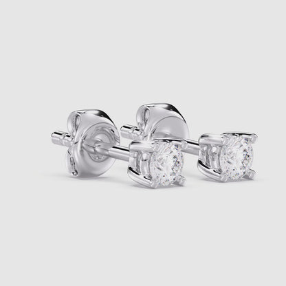 Solitaire Round Stud Earrings Push Back 0.15 ctw